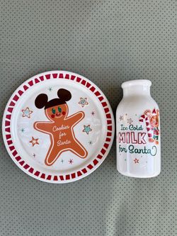 Disney Mickey Gingerbread Cookies & Milk for Santa Set