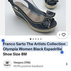 Franco Sarto The Artists Collection Olympia Women Black Espadrille 
