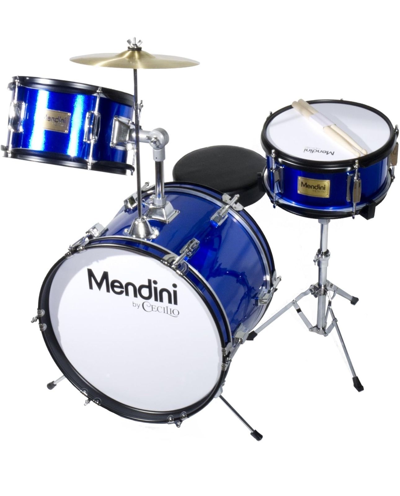 Mendini 3-Piece Kids Drum Set (16"), Includes Bass Drum, Tom, Snare, Drum Throne