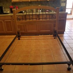 Wood And Iron Queen Headboard w/Frame - $140