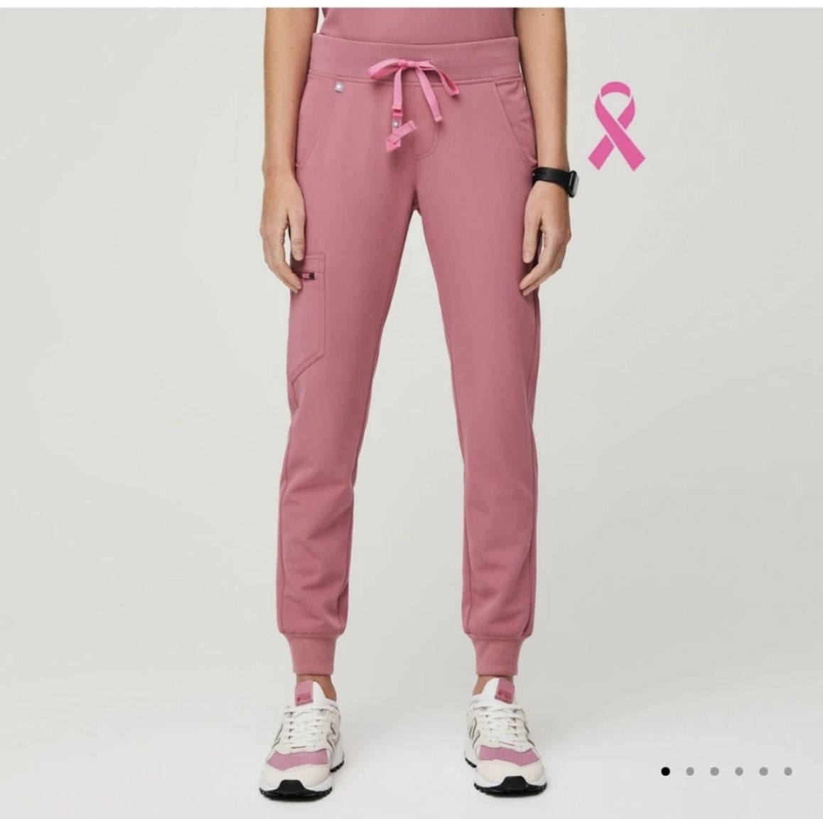 Figs Pink Quqrtz High Waisted Zamora Jogger Scrub Pants Breast Cancer Awareness XS