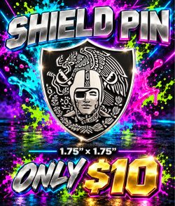 Raiders Mexico Shield Enamel Pin 1.75"