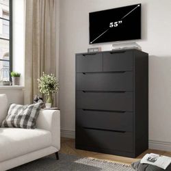 B949 $120  6 Drawers, Modern Wooden Black Tall Dressers For Bedroom And Closet  Perfect Size & Saving Space The size of tall black dresser is 43.3"H X