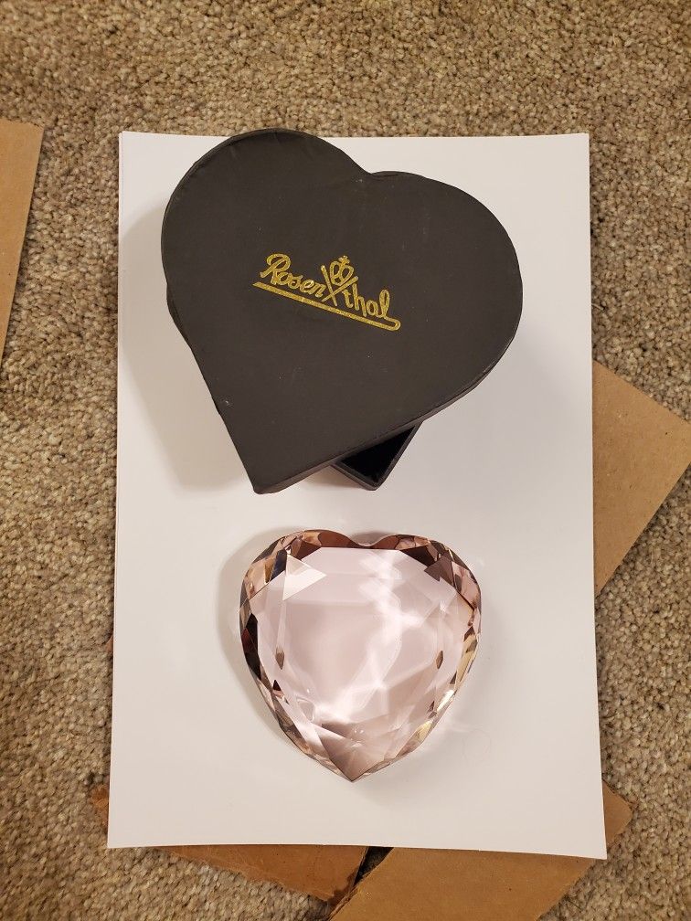 Rosenthal pink crystal heart paperweight