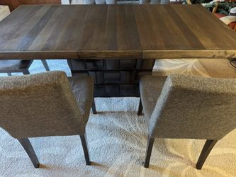 Modern Dining Set By Ashley Furniture : Table, Leaf & 5 Upholstered Chairs