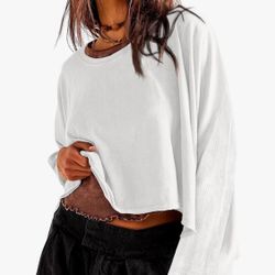 Oversized long sleeve loose fit crew neck workout top