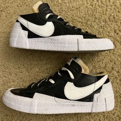 Size 11 (Pre owned, no box) - Nike Blazer Low x Sacai Shiny Black Bin36
