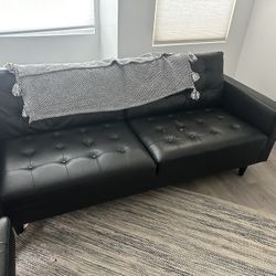 Black Leather Couch 