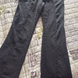 Black Flare Jeans Size 6 Y2K Low Rise Distressed Hem