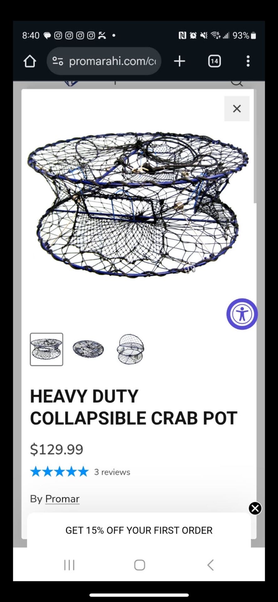 Collapsible crab pot