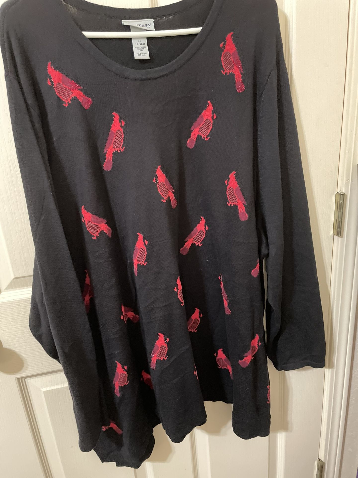 Black Sweater W/red Cardinals Size 5x