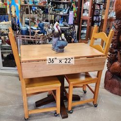 Dropleaf Table And 2 Chairs Wood