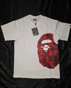 A Bathing Ape Sidehead Red Camouflage Head T-Shirt, White, Size L