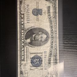blue seal silver certificate 5$ bills