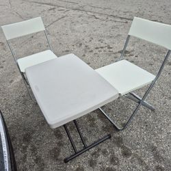 Plastic Folding Table And 2 Folding Plastic Chairs