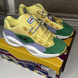 Reebok Question Low BBC Ice Cream Running Dog Yellow Green Size 10.5 US Men’s