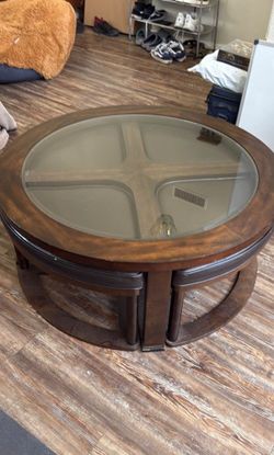 coffe table with pull out chairs