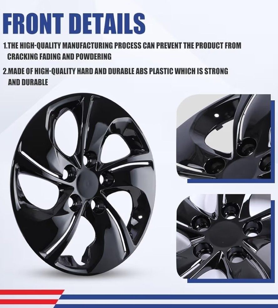 5 Bolt Hubcaps 15" BLACK