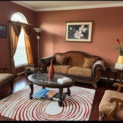 Sofa and Two Matching Chairs With Pillows