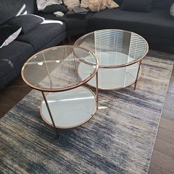 Glass Coffee Table Set (Light Bronze/Rose Gold)
