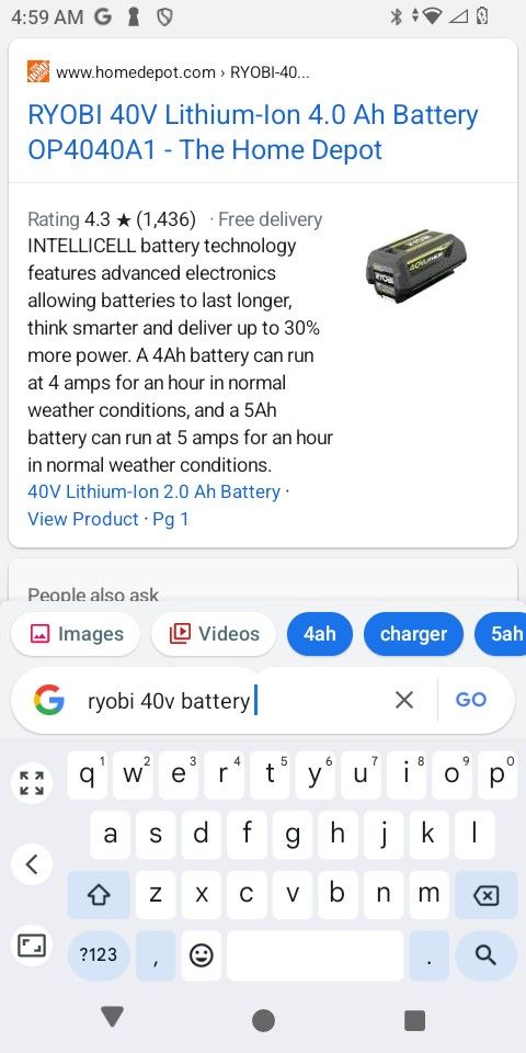 Ryobi 40 V Battery