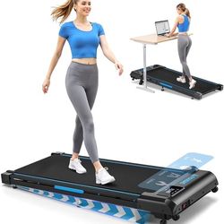Walking Pad Treadmill, 6.2MPH Under Desk Walking Pad with 10% Incline, Treadmills for Home with Double Frame, 2.75HP Brushless Drive, 12 HIIT Programs