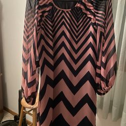 Stripped Pink And Dark Blue Dress