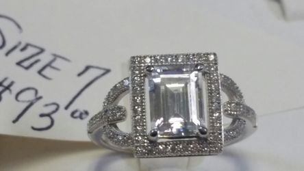 .925 genuine sterling silver guaranteed size 7 cubic zirconia diamond ring