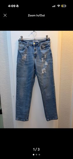 High Waist Distressed Blue Denim Jeans