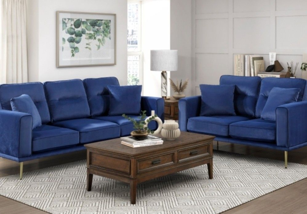 Violetta Blue Velvet Sofa
