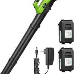 20V 2.0Ah Cordless Leaf Blower, 300CFM 5 Speed Mode, Turbine Leaf Blower, Jet Fan Blower, Lightweight Electric Blower for Patio, Yard, Sidewalk, Snow,