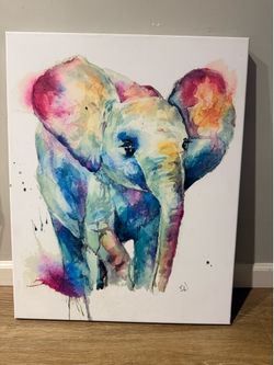 Colorful Elephant Painting on Canvas