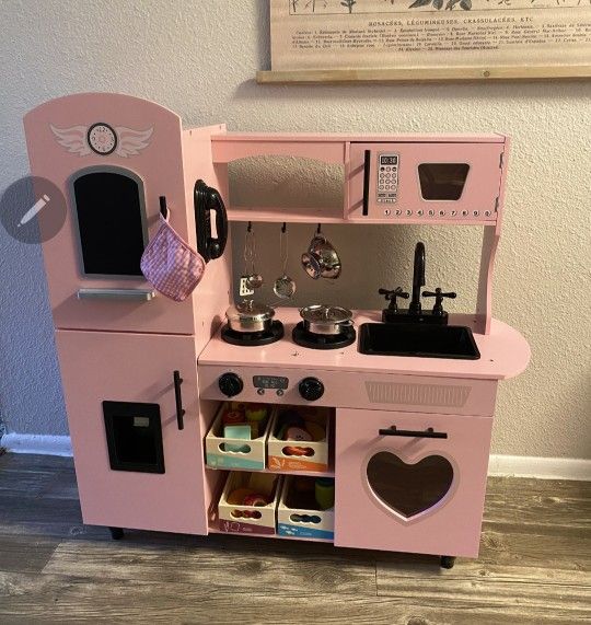 Kids Play Kitchen Pink