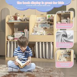 FRIM PRICE—3-Tier Kids Bookshelf and Toy Storage Organizer, Montessori Bookshelf 