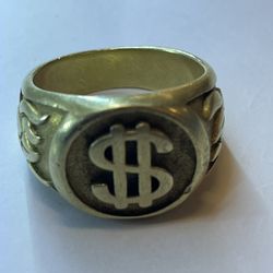 Men's Custom Design Dollar Sign Top Special Ring 18K Gold