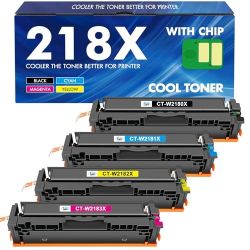 218X 218A Toner Cartridges 4 Pack 3301fdw 3201dw with Chip Compatible Replacement for HP 218X 218A Color Laserjet Pro MFP 3301cdw 3301sdw Printer High