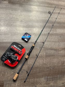 Bass pro Abu Garcia ultra light fishing combo.
