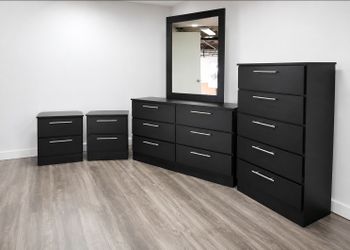 Dresser Whit Mirror,  Chest And 2 Nightstands  - Cómoda Con Espejo , Gavetero Y 2 Mesitas de noche