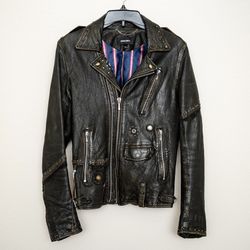 Diesel Double Riders Jacket Color Black Material Genuine leather Used 