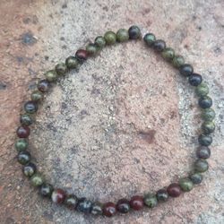 Dragon Vein Jade Bracelet, 7" to  8" Wrist Size, 2mm Precious Stone Beads