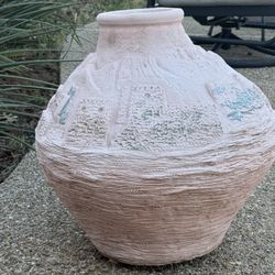 Decorative clay vase with unique texture 20”x21”