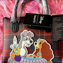 NWT Loungefly Disney Lady and The Tramp exclusive plaid crossbody bag 
