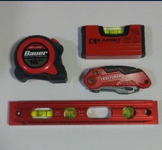 4 PIECE "PROJECT MANAGER/JOB FOREMAN'S" TOOL SET (UNUSED) SHIPS W/2 PAIR OF Z95 CERBERUS SAFETY GLASSES! Please Read Description and View All Photos.