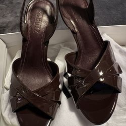 High Heel Sling Back Peep Toe Schutz Size 7 Wine Burgundy Color