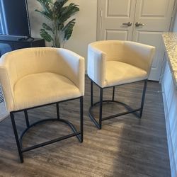 Linen Fabric Upholstered Counter Stools Set 