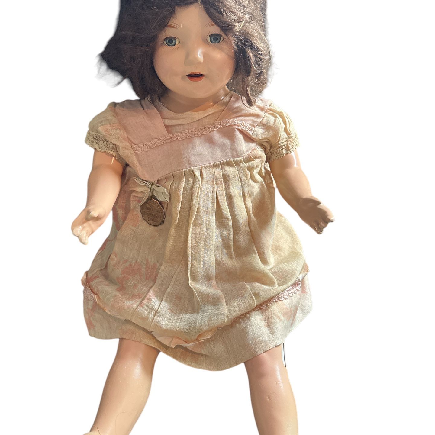 22” 1930’s I am Dorothy Darling rare in this condition doll . Original pin and clothes there is some deterioration do to age 80 years old please look 