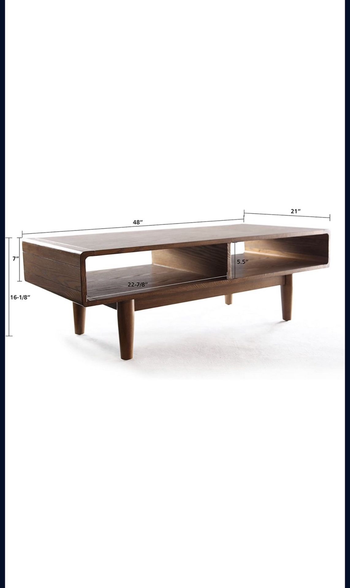 Posh Pollen Diego Living Room Furniture Mid-Century Coffee Table, Walnut