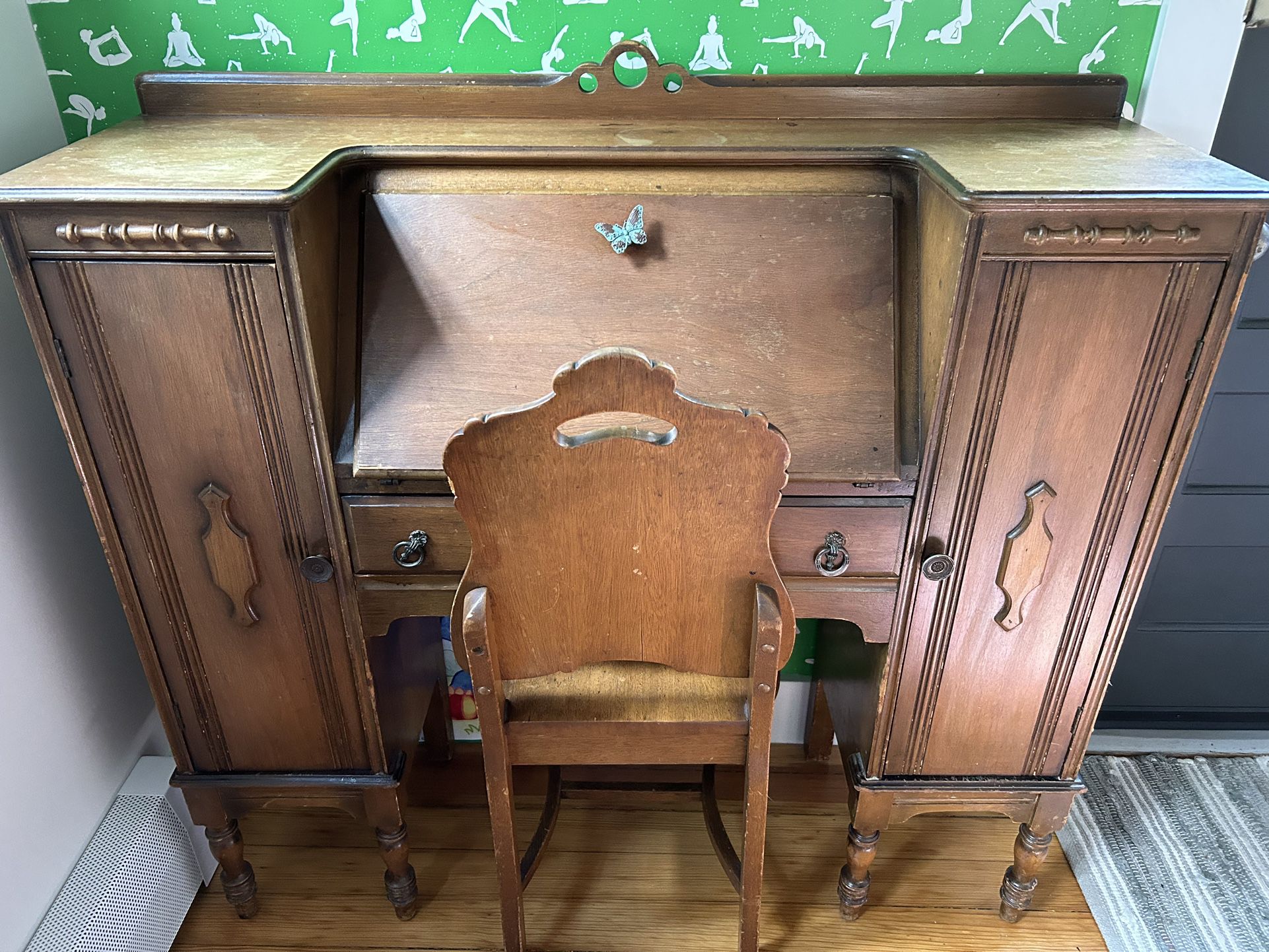 Antique Secretary Desk And Chair