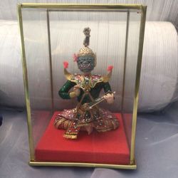 Thai Doll In A Glass Curio Case