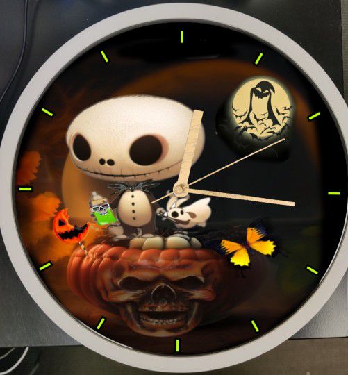 Nightmare Before Christmas Baby Jack Skellington Creepy Pumpkin Led Clock 